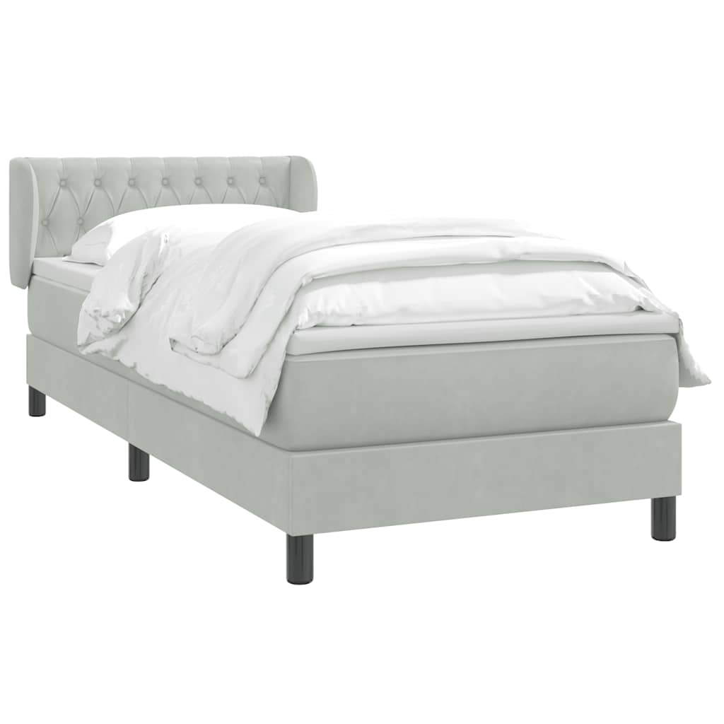 Boxspring met matras fluweel lichtgrijs 100x210 cm