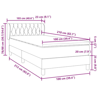 Boxspring met matras fluweel lichtgrijs 100x210 cm