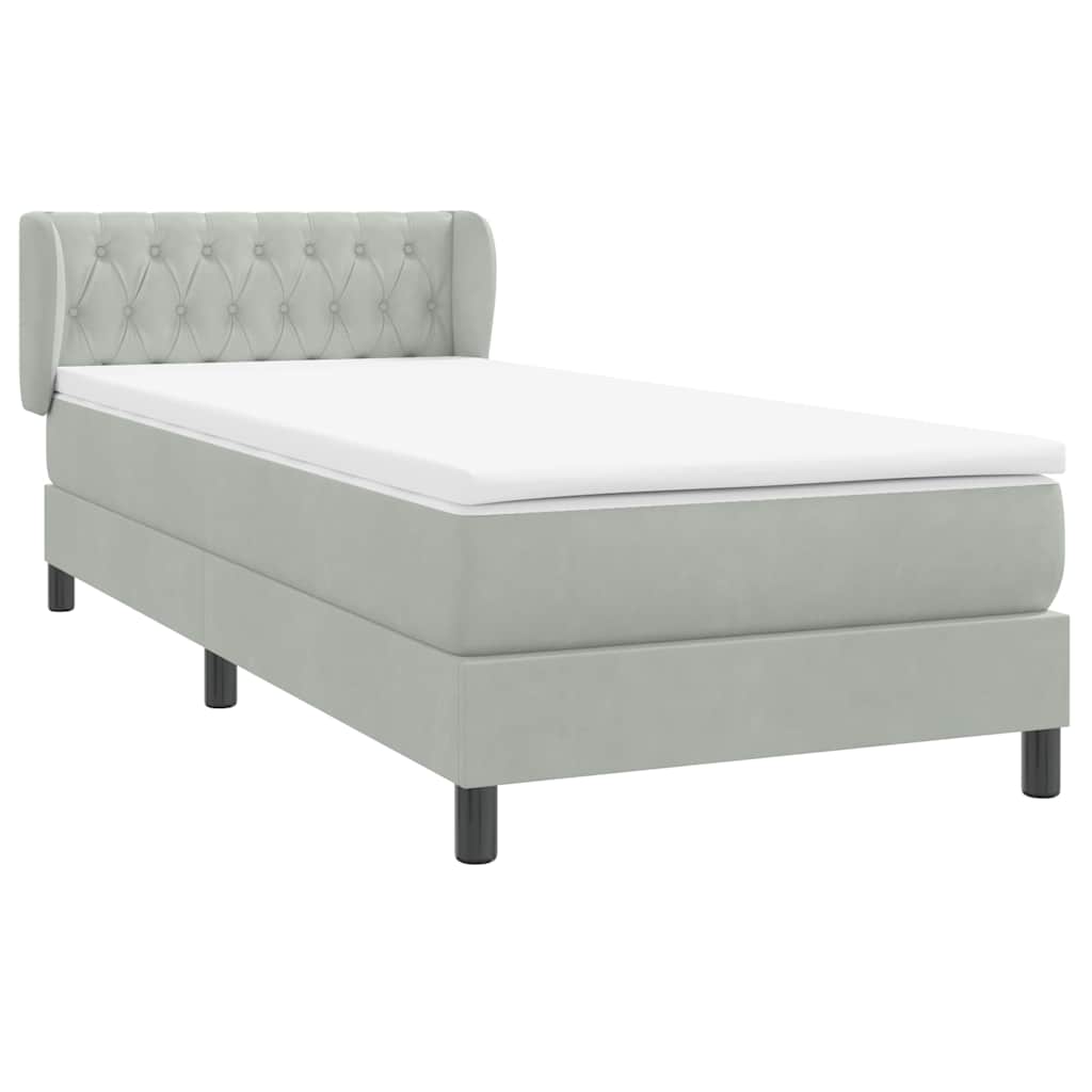 Boxspring met matras fluweel lichtgrijs 100x210 cm