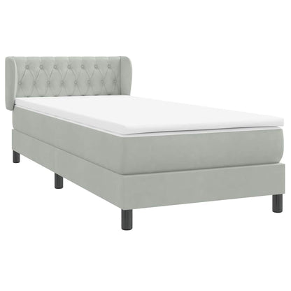 Boxspring met matras fluweel lichtgrijs 100x210 cm