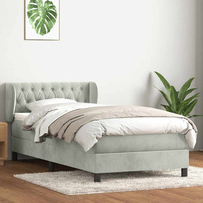 Boxspring met matras fluweel lichtgrijs 100x210 cm