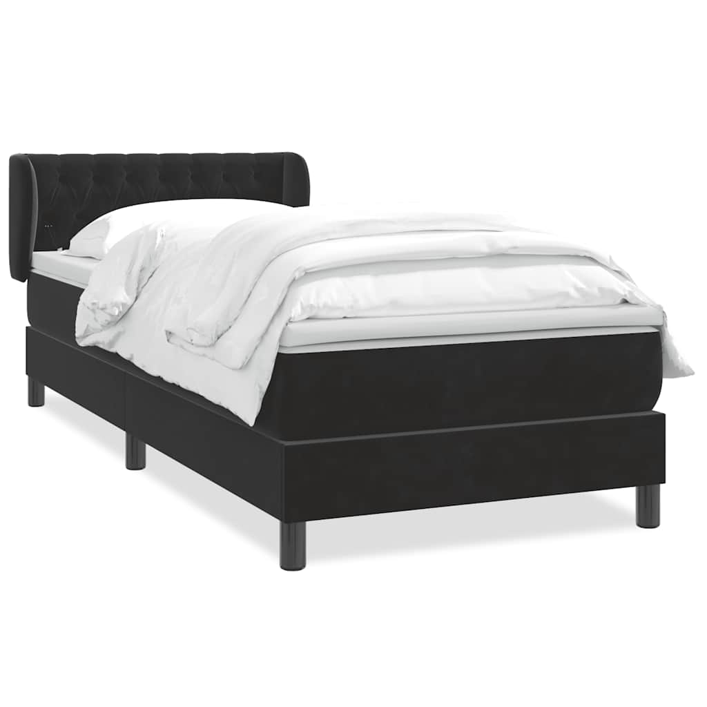 Boxspring met matras fluweel zwart 100x210 cm