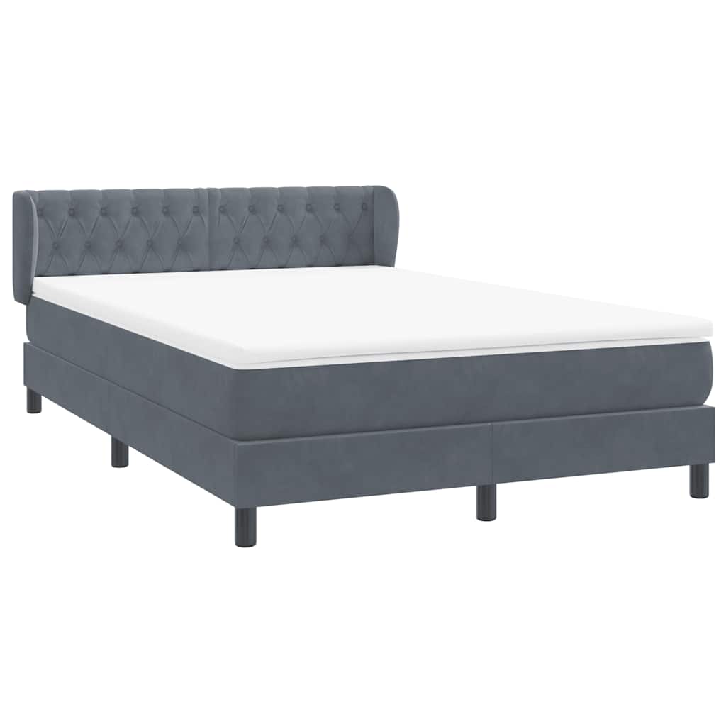 Boxspring met matras fluweel donkergrijs 140x210 cm