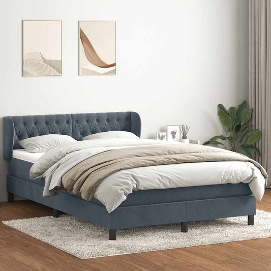 Boxspring met matras fluweel donkergrijs 140x210 cm