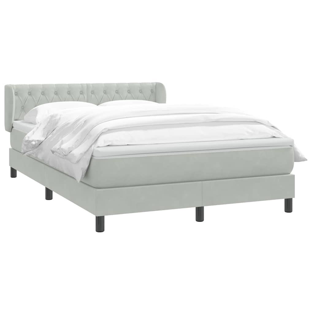 Boxspring met matras fluweel lichtgrijs 160x210 cm
