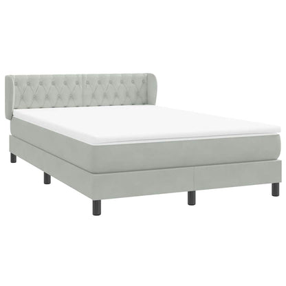 Boxspring met matras fluweel lichtgrijs 160x210 cm