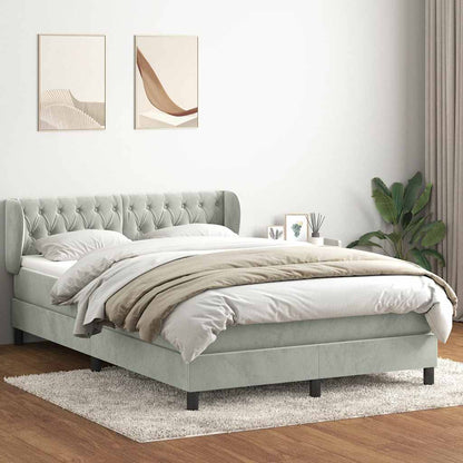 Boxspring met matras fluweel lichtgrijs 160x210 cm