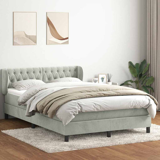 Boxspring met matras fluweel lichtgrijs 160x210 cm
