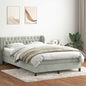 Boxspring met matras fluweel lichtgrijs 160x210 cm
