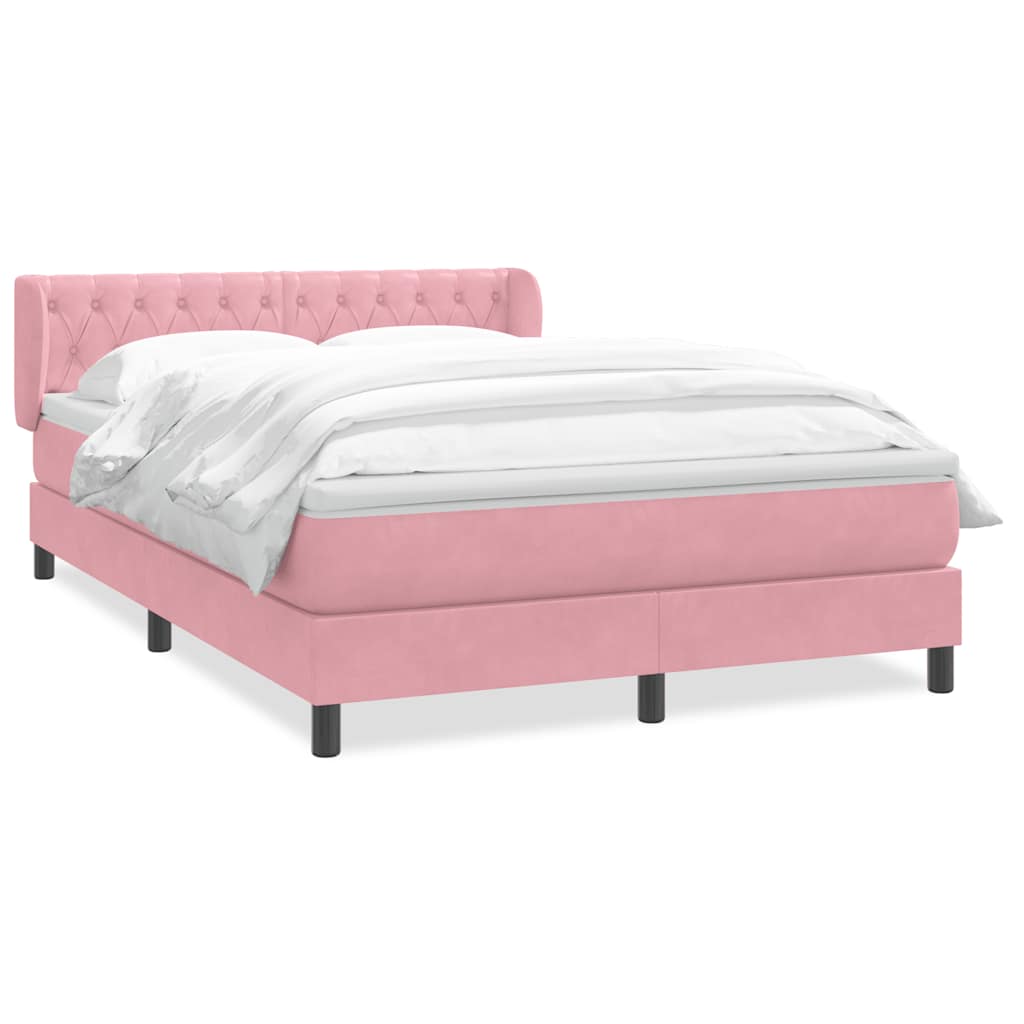 Boxspring met matras fluweel roze 160x210 cm