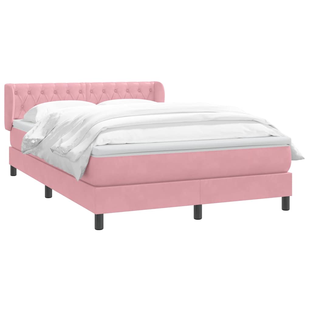 Boxspring met matras fluweel roze 160x210 cm