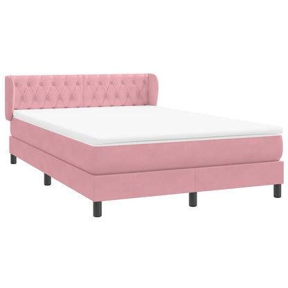Boxspring met matras fluweel roze 160x210 cm