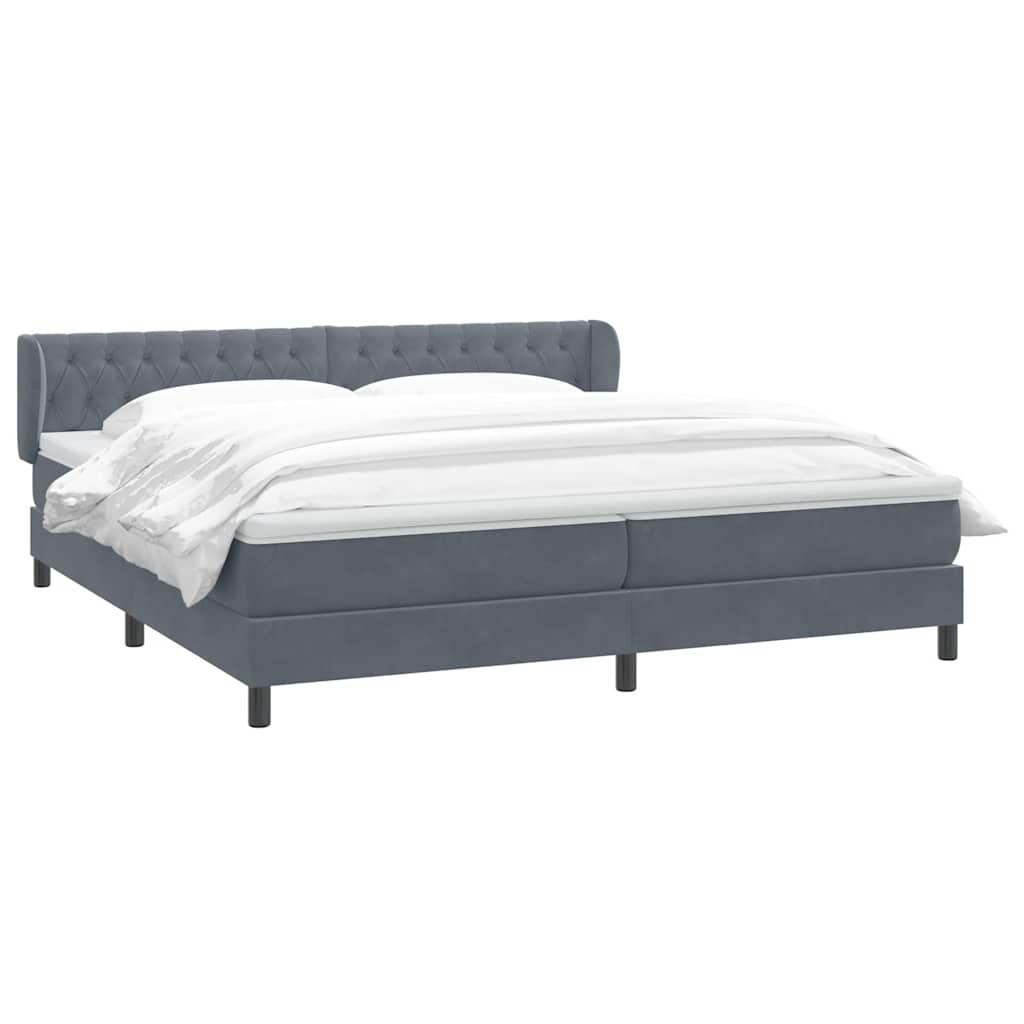 Boxspring met matrassen fluweel donkergrijs 180x210 cm