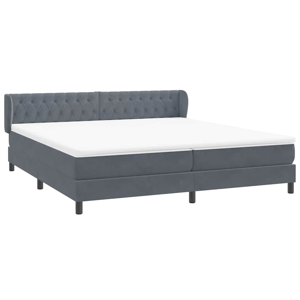 Boxspring met matrassen fluweel donkergrijs 180x210 cm