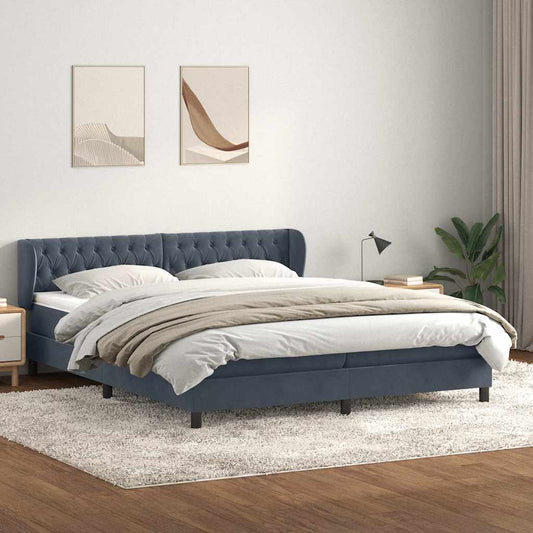 Boxspring met matrassen fluweel donkergrijs 180x210 cm
