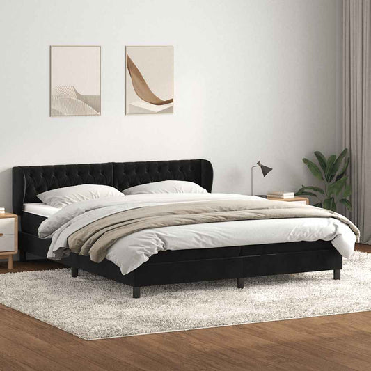 Boxspring met matrassen fluweel zwart 200x210 cm