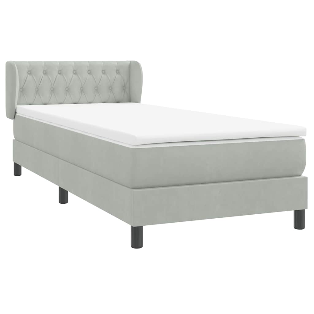 Boxspring met matras fluweel lichtgrijs 80x220 cm