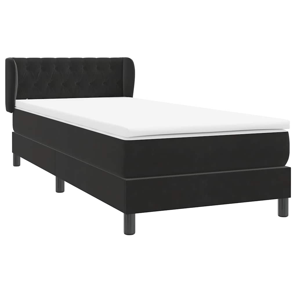 Boxspring met matras fluweel zwart 90x220 cm