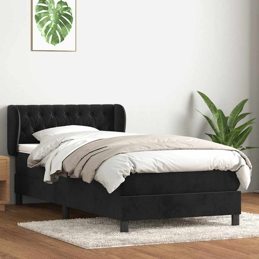 Boxspring met matras fluweel zwart 90x220 cm
