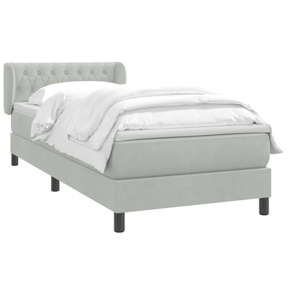 Boxspring met matras fluweel lichtgrijs 100x220 cm