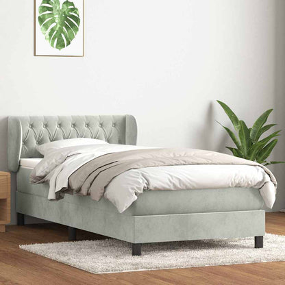 Boxspring met matras fluweel lichtgrijs 100x220 cm