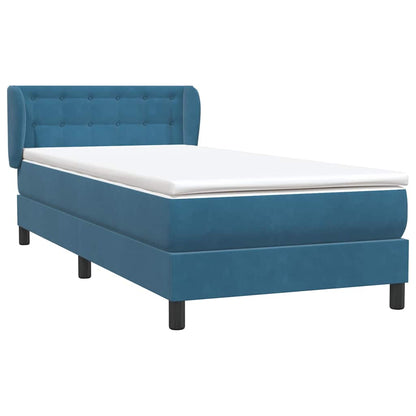 Boxspring met matras fluweel donkerblauw 80x210 cm