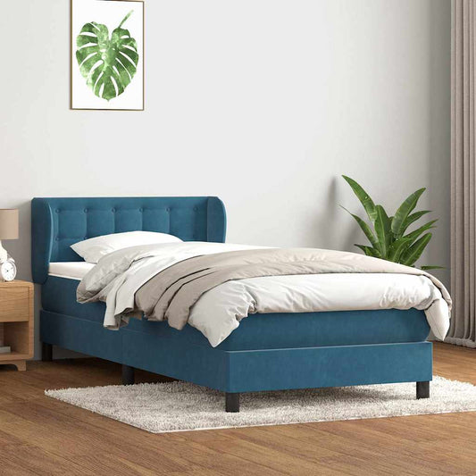 Boxspring met matras fluweel donkerblauw 80x210 cm