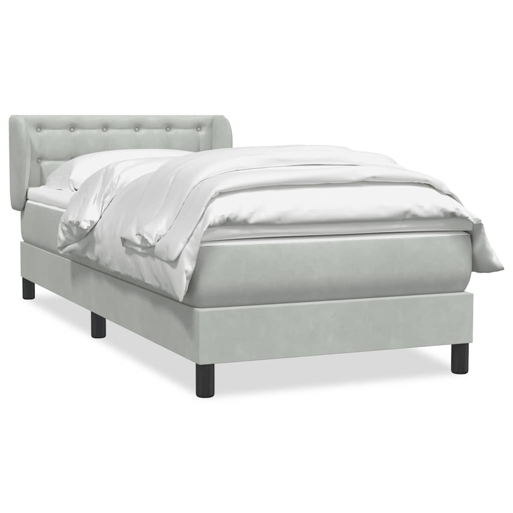 Boxspring met matras fluweel lichtgrijs 100x210 cm