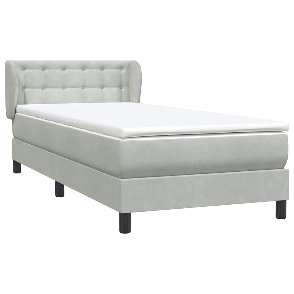 Boxspring met matras fluweel lichtgrijs 100x210 cm