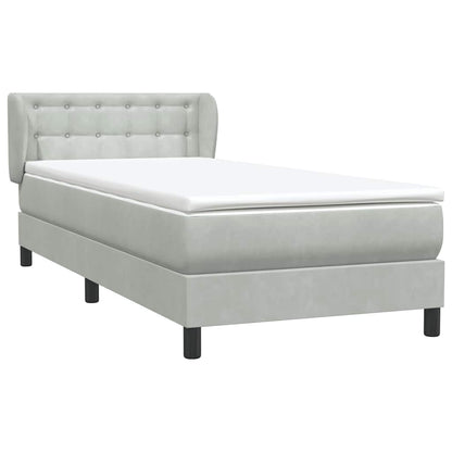 Boxspring met matras fluweel lichtgrijs 100x210 cm