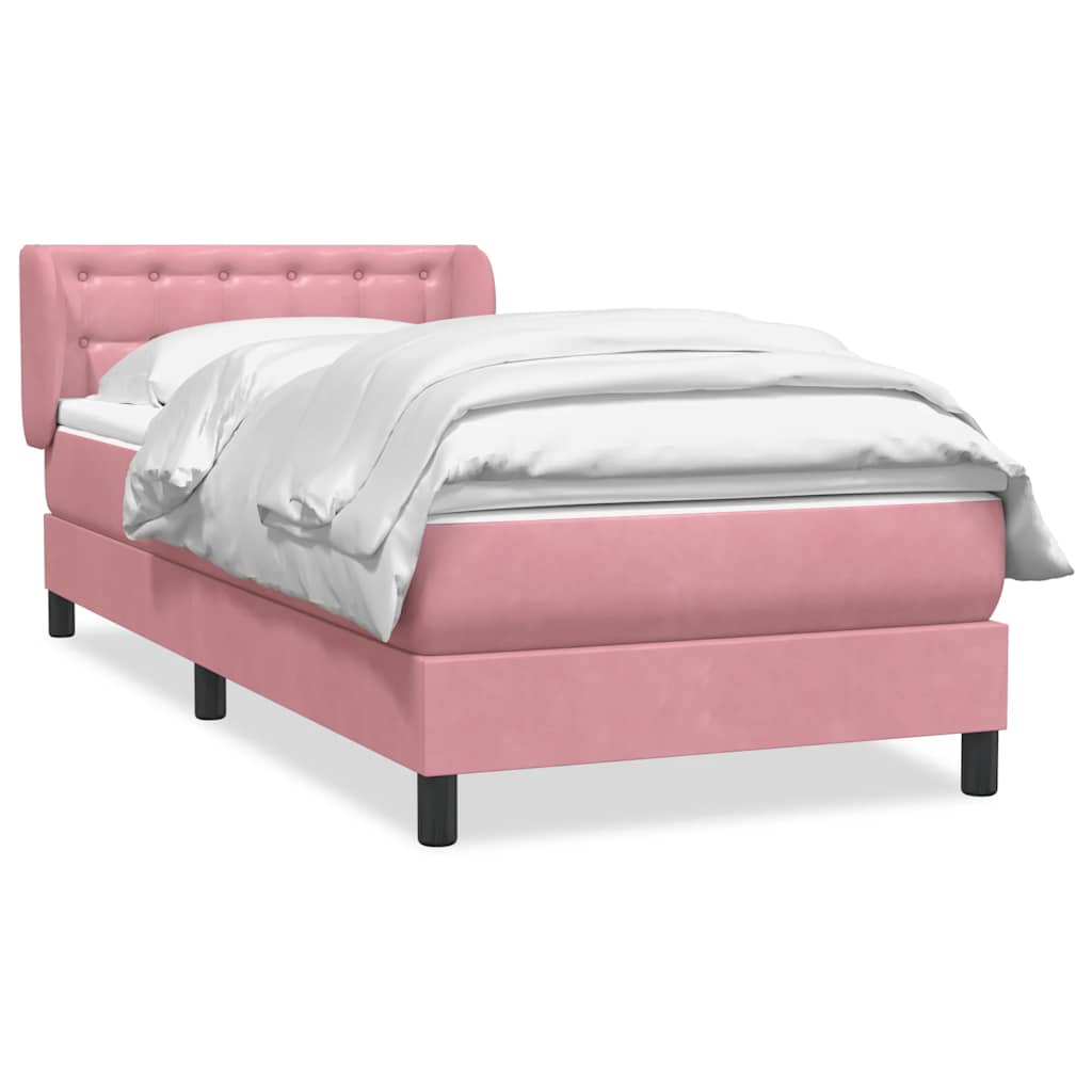 Boxspring met matras fluweel roze 100x210 cm