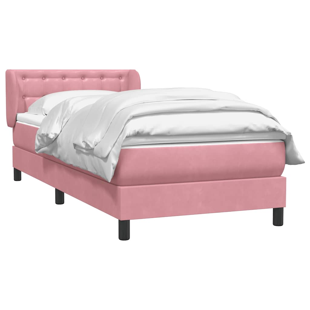 Boxspring met matras fluweel roze 100x210 cm