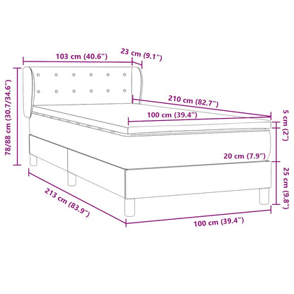 Boxspring met matras fluweel roze 100x210 cm