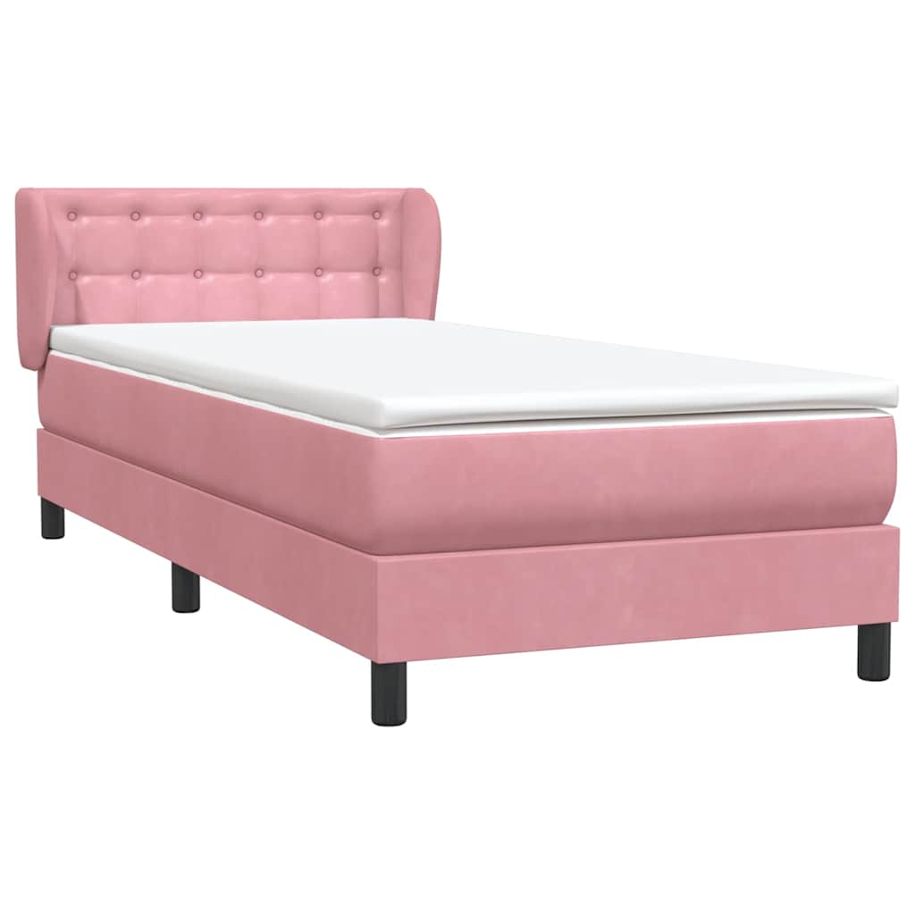 Boxspring met matras fluweel roze 100x210 cm