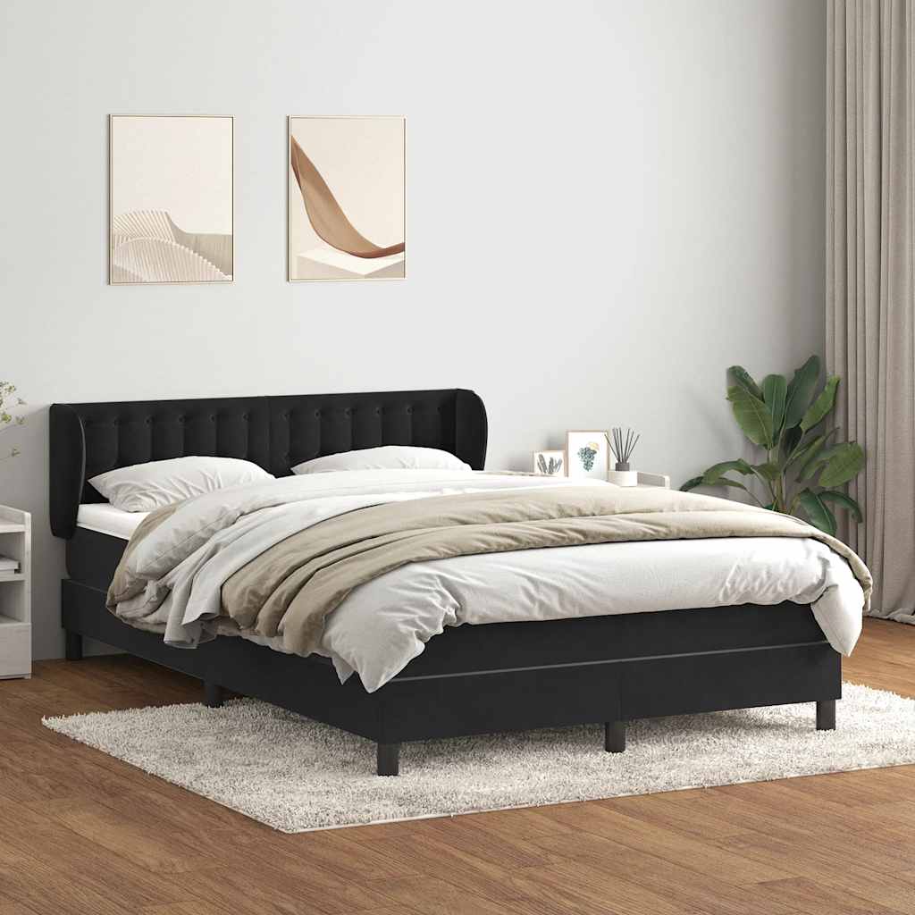 Boxspring met matras fluweel zwart 160x210 cm