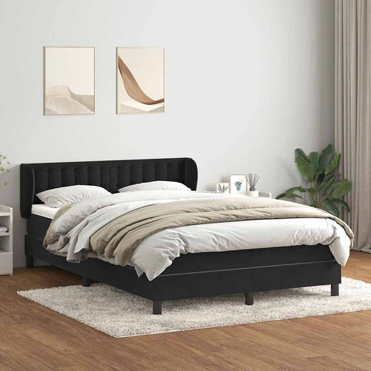 Boxspring met matras fluweel zwart 160x210 cm