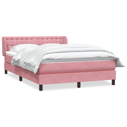 Boxspring met matras fluweel roze 160x210 cm