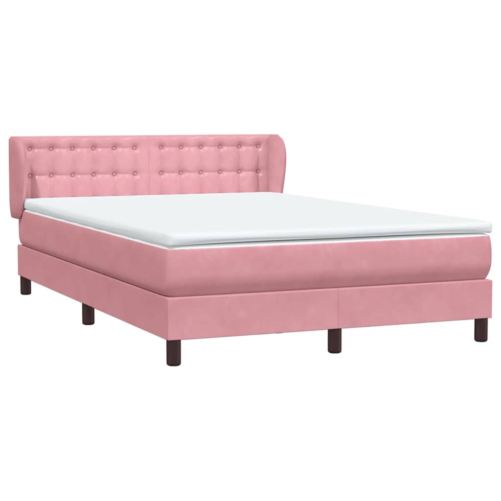 Boxspring met matras fluweel roze 160x210 cm