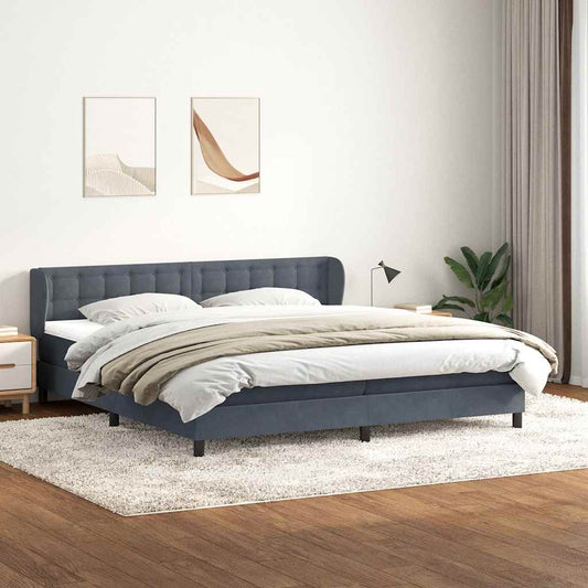 Boxspring met matrassen fluweel donkergrijs 180x210 cm
