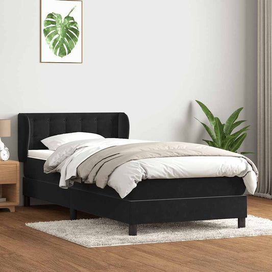 Boxspring met matras fluweel zwart 80x220 cm