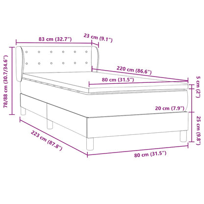 Boxspring met matras fluweel donkerblauw 80x220 cm