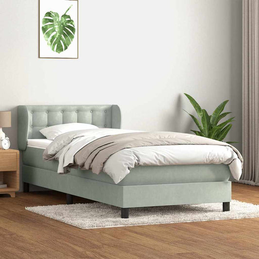 Boxspring met matras fluweel lichtgrijs 90x220 cm
