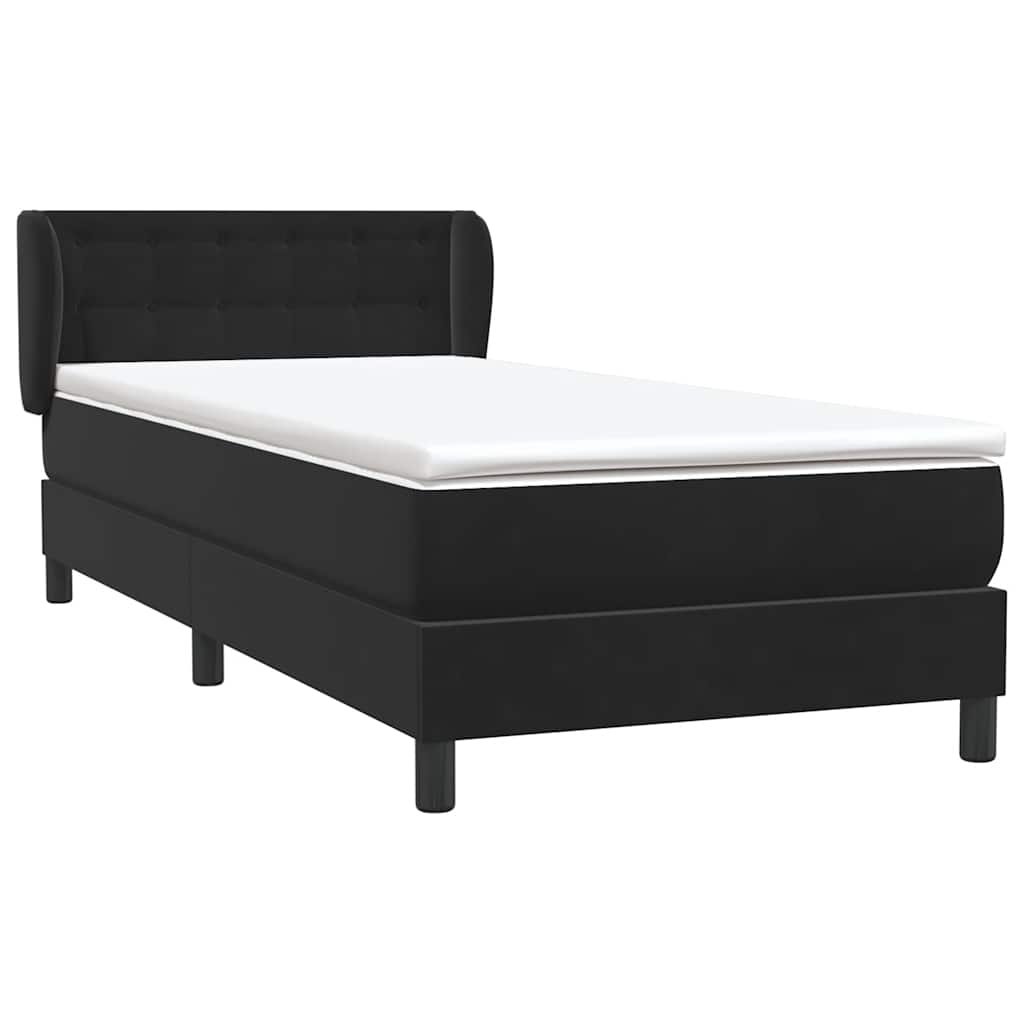 Boxspring met matras fluweel zwart 90x220 cm