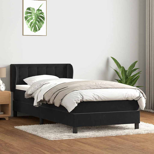 Boxspring met matras fluweel zwart 90x220 cm