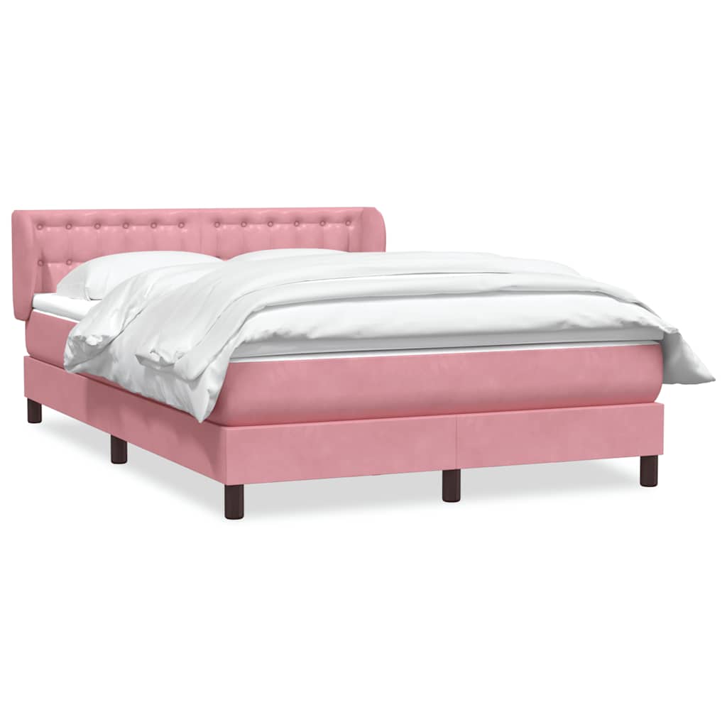 Boxspring met matras fluweel roze 160x220 cm
