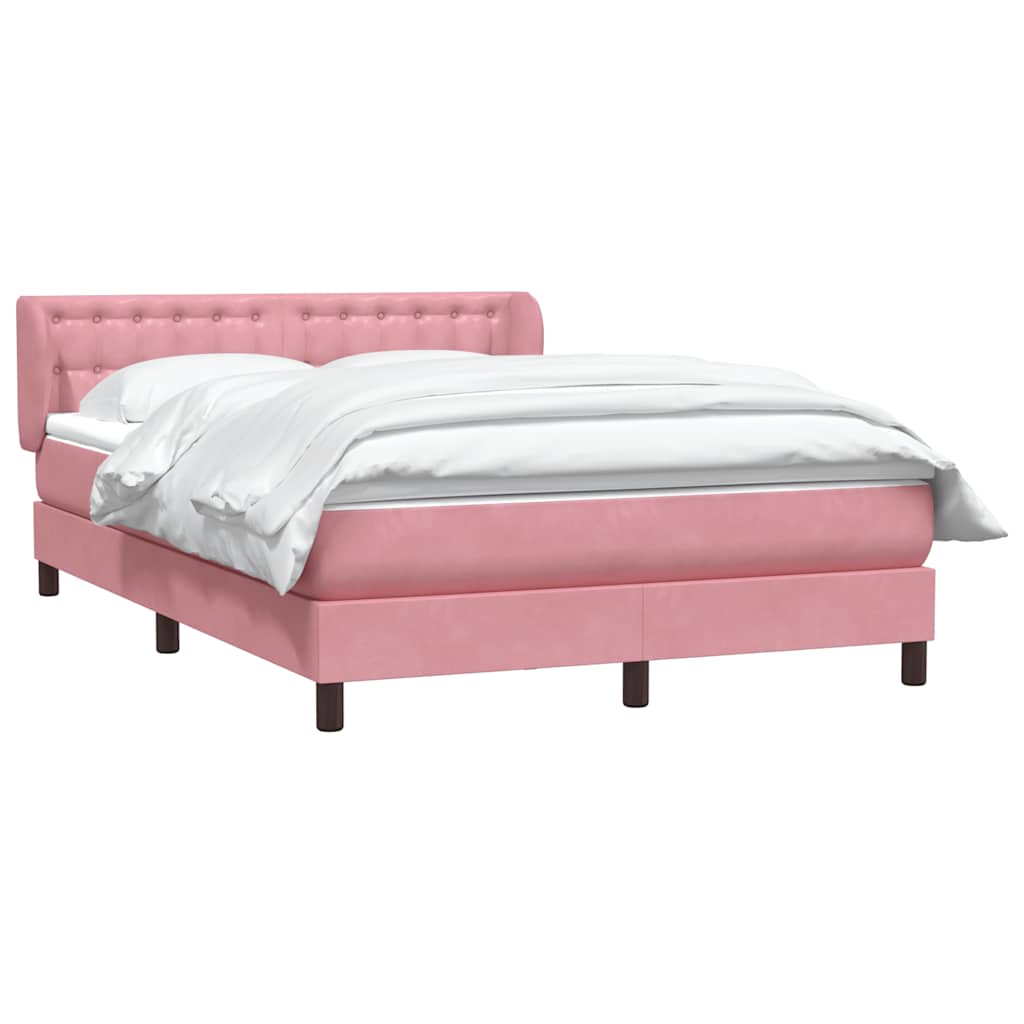 Boxspring met matras fluweel roze 160x220 cm