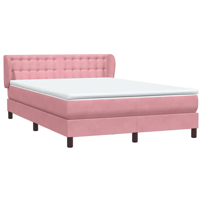 Boxspring met matras fluweel roze 160x220 cm