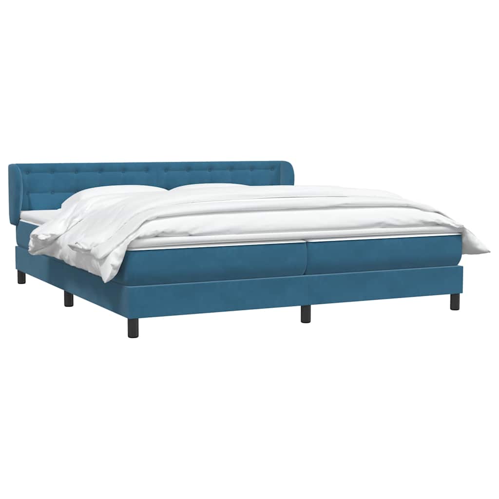 Boxspringbed met matrassen 200x220 cm fluweel donkerblauw