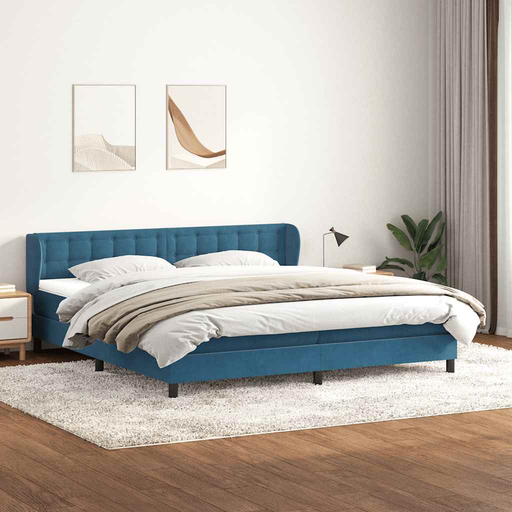 Boxspringbed met matrassen 200x220 cm fluweel donkerblauw