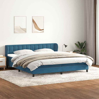 Boxspringbed met matrassen 200x220 cm fluweel donkerblauw